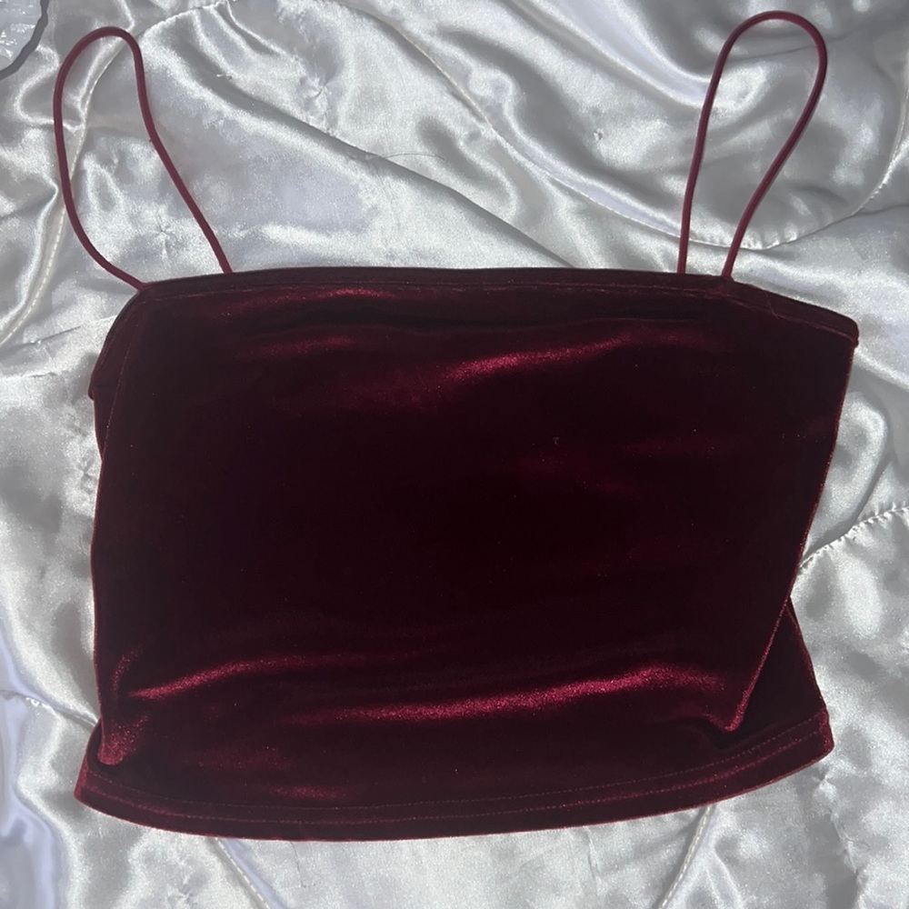 Red velvet spaghetti strap tank top